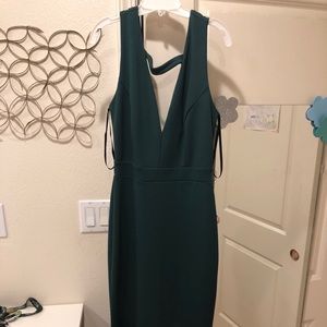 Simple sleek dark green gown